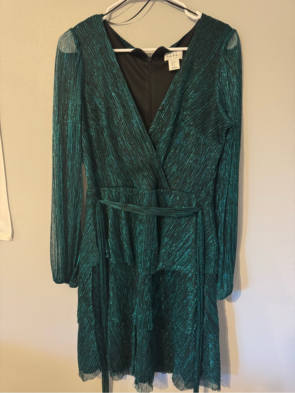 Maeve Teal Metallic Wrap Dress
